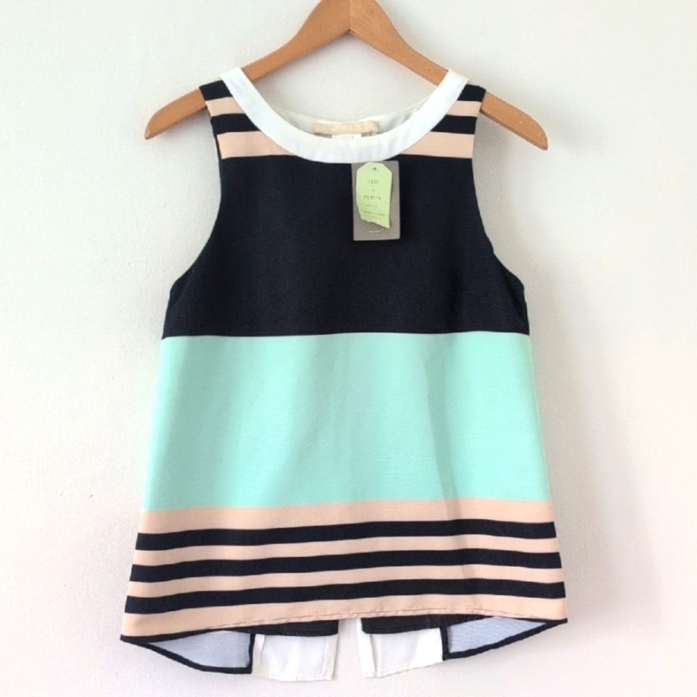New Anthro Troubadour Striped Tank Top Flowy Structured A-line Blouse Sz 4